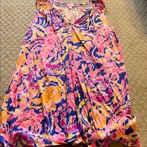 Lilly Pulitzer Blue Pink Midi A-Line Skirt